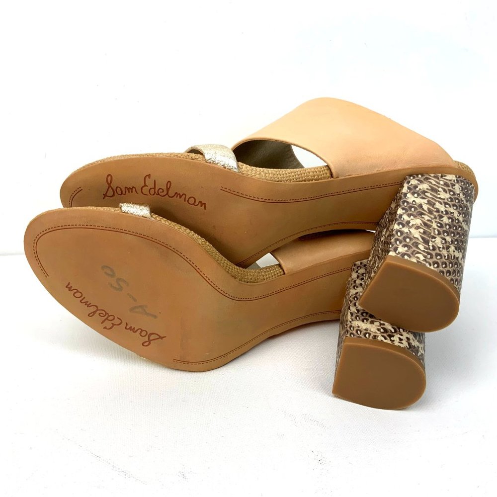 New Sam Edelman Yoselin Heels Sandals Tan/Beguie - Picture 12 of 16